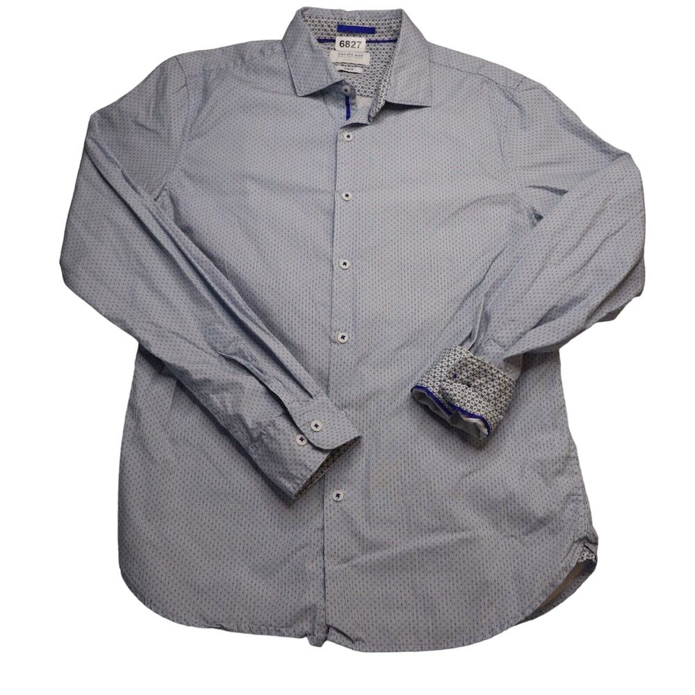Cactus Man Shirt Mens M Blue Slim Fit Long Sleeve Flip Cuf Button Up Casual